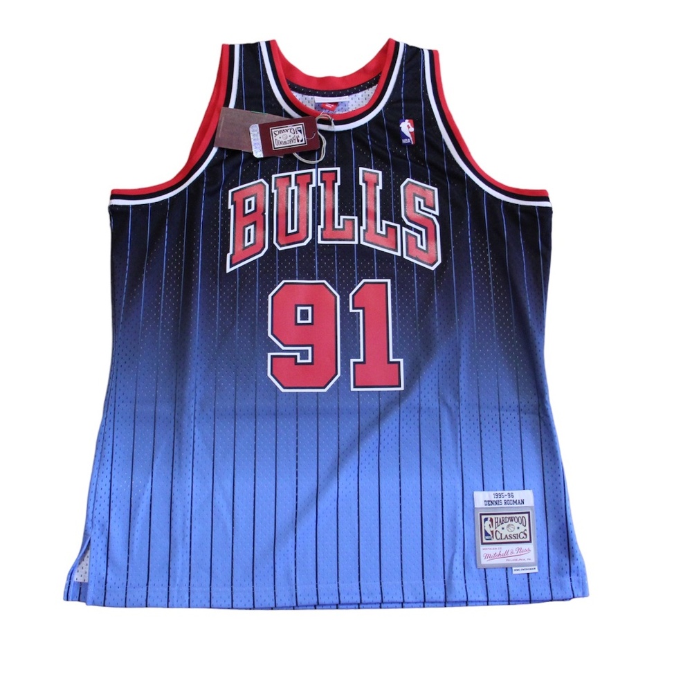 Dennis Rodman #91 Chicago Bulls Fadeaway Swingman NBA Jersey Mitchell Ness 95-96